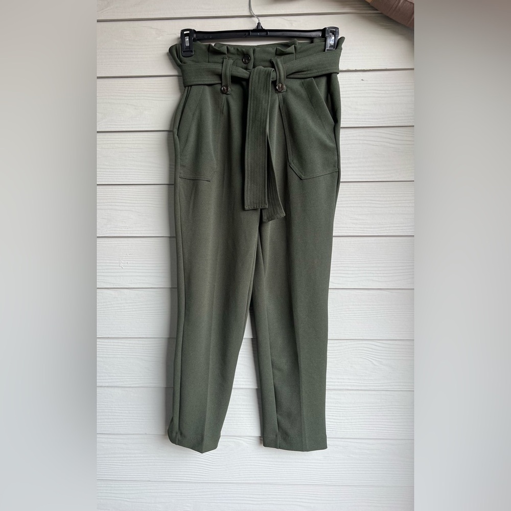 Olive Green Pants with Belt